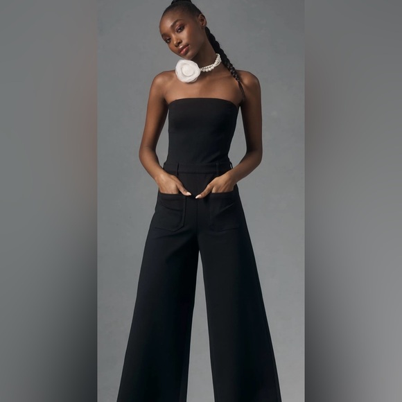 Anthropologie Pilcro The Skipper Strapless Denim Wide Leg Jumpsuit Size 4 - Picture 2 of 14